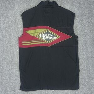 Vintage Harley Davidson Shirt Men M Black Button Down Sleeveless Motorcycle